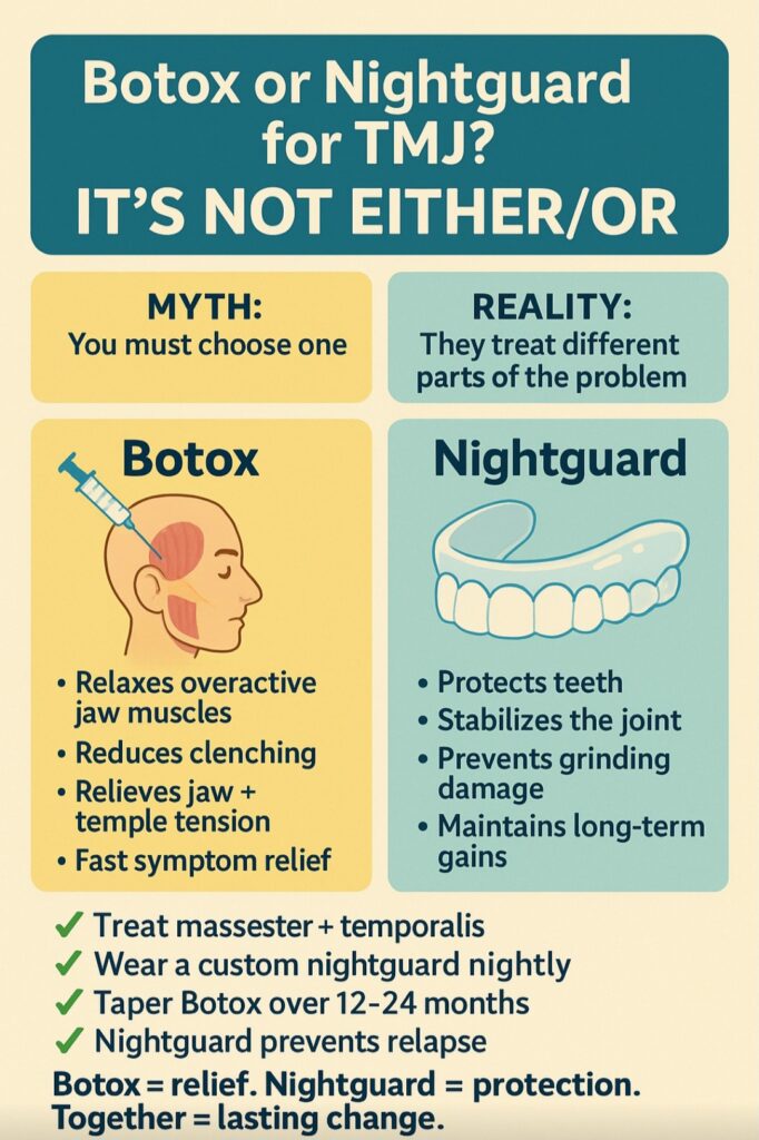 TMJ treatment decision tree — nightguard or Botox
