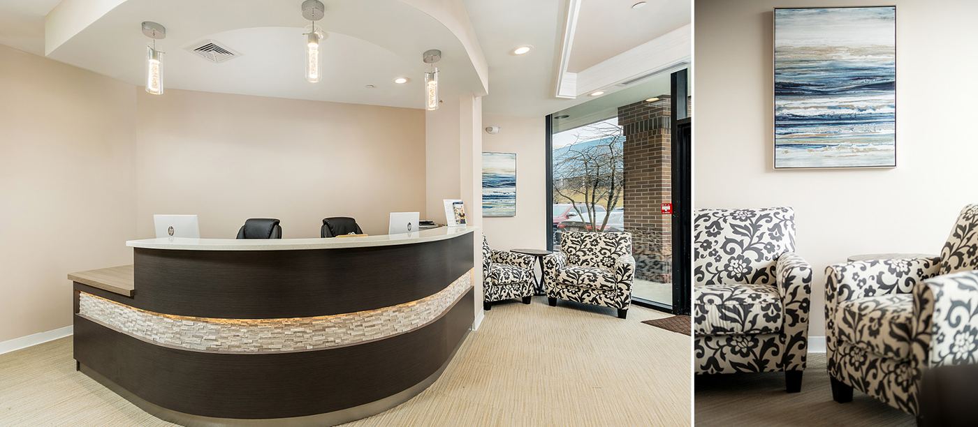 Reception area at Aesthetic Smile Reconstruction in Waltham, MA